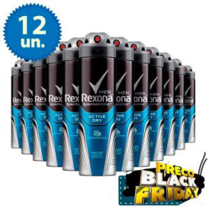 Leve Mais Pague Menos: 12 Desodorantes Antitranspirantes Rexona Men Aerosol Active 90g