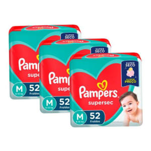 Kit de Fralda Pampers Supersec Tamanho M com 156 Unidades