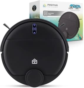 Smart Robô Aspirador Wi-Fi Laser PRA1000 Positivo Casa Inteligente, Mapeamento Inteligente, Varre, Aspira, Passa Pano, Retorna para Base, Controle por voz ou pelo App, Bivolt – Compatível com Alexa