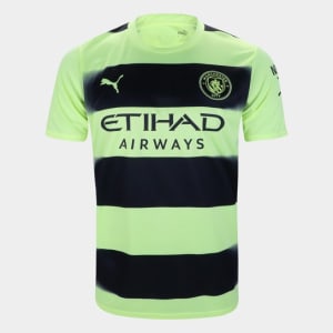 Camisa Manchester City III 22/23 s/n° Puma Masculina - Preto+Verde Limão