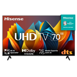 Hisense Smart TV UHD 4K 70 Polegadas 70A6K HDR10+ Dolby Vision Controle Por Voz Compatível Com Alexa