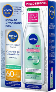 Nivea Kit Sun Facial Beauty Olesiosidade FPS60 50ML + Água Micelar Efeito Matte 200ML