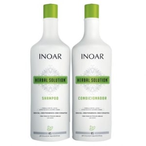 Kit Inoar Herbal Solution: Shampoo 1L + Condicionador 1L - Sem Sal, proporciona Suavidade, Hidratação e Brilho