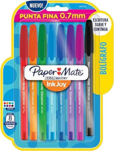 PAPER MATE Caneta Esferográfica, Kilométrica, 100, Colorz, Fina, 0,7 mm, Multicor