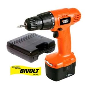 Furadeira/Parafusadeira à Bateria Black&Decker CD121K-BR Bivolt c/ Maleta Plástica - 12V