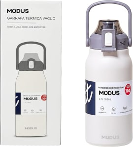 Garrafa Térmica Isolada a Vácuo De Aço Inoxidável, 1700ML, Com Canudo (Disponível Em 3 Cores)