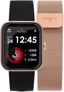 Smartwatch Technos Unissex Preto/Rosê Connect MAX