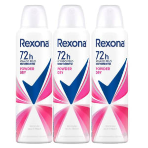 3 Unidades — Rexona Powder Dry Aerosol Antitranspirante 48h 150ml