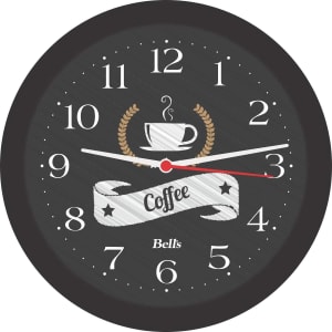 Relogio de Parede Redondo - Coffee - 21.7cm - Preto - Bell´s