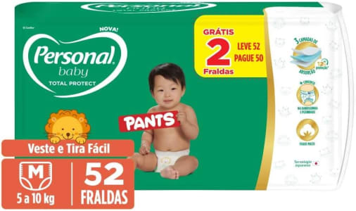 Fralda Personal Baby Total Protect Pants Tam M - 52 Unidades