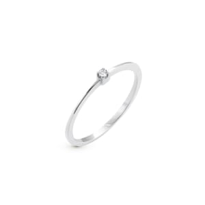 Anel Solitário Forever em Ouro Branco 18k com Diamante 0,02 CT