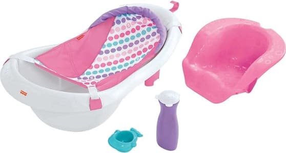 Fisher-Price Baby Banheira para Bebês Deluxe 4 em 1 Rosa para crianças a partir de Estágio de desenvolvimento