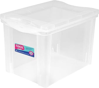 Caixa Organizadora Plástica de 30 Litros, Cor Cristal, Linha Radical Color, Ordene.