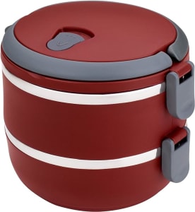 Marmita dupla Lunch Box Vermelha, LB1234-VM, Euro Home