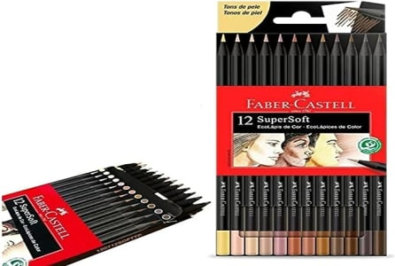 Lápis De Cor, Faber-Castell, Redondo, Supersoft, 12 Cores, Tons Pele, Multicor, 120715SOFTCQ