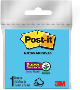 10 Pacotes de Bloco De Notas Super Adesivas Post-it Azul 76 Mm X 76 Mm - 45 Folhas