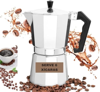 Cafeteira de Fogão Moka Italiana Expresso Aluminio até 6 Xícaras