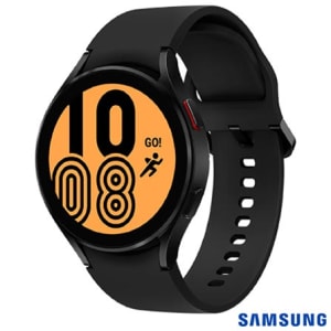 Galaxy Watch4 BT 40 mm Samsung Preto com 1,2", Pulseira de Fluorelastômero, Bluetooth e 16GB