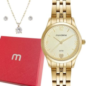 Relógio Mondaine Feminino Dourado Original Luxo Prova Dágua