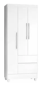 Guarda Roupa Solteiro 3 Portas 2 Gavetas Branco / Lilás Flex