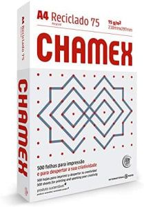 Papel Sulfite A4, Chamex, Reciclado, Eco, 75 Gramas, 210x297mm, 500 Folhas