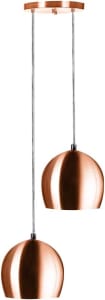 Lustre Pendente Aluminio Bola Duplo 15cm New Cobre