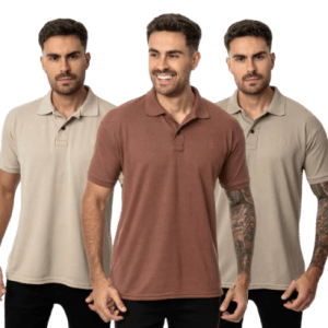 Kit 3 Camisas Masculinas Polo Piquet Casual Elegance