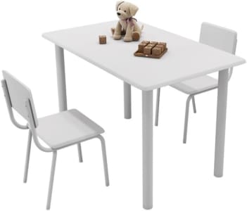 Conjunto Infantil com Mesa 75x50cm com 2 cadeiras Laura Branco