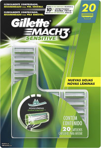 Carga para Aparelho de Barbear Gillette Mach3 Sensitive - 20 unidades 