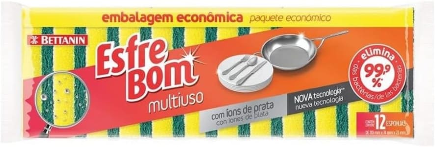 Esponja Multiuso Abrasiva Leve 12 Pague 10 Linha Esfrebom Bettanin