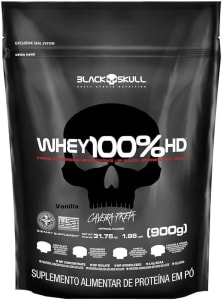 Whey 100% Hd - 900G Refil Baunilha, Black Skull