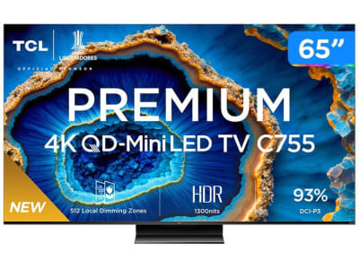 Smart TV 65" 4K UHD QLED Mini LED TCL 65C755 120Hz Wi-Fi Bluetooth 4 HDMI 2 USB - TV 4K Ultra HD - Magazine 