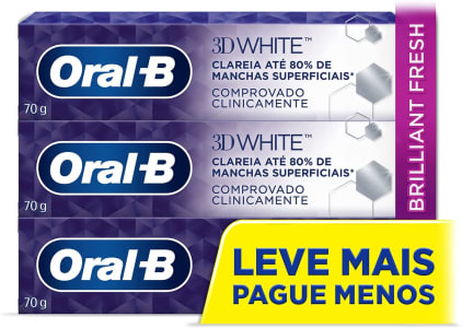 2 Pacotes - Creme Dental Oral-B 3D White 70g - 6 Unidades