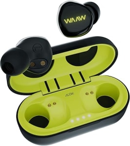 WAAW by ALOK Fone de Ouvido Bluetooth Intra-Auricular Sem Fio, Com Microfone e Toque inteligente WAAW MOB 100EB, Preto e Verde