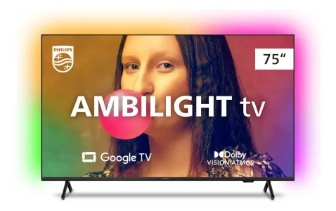 Smart TV Philips 75" Ambilight UHD 4K LED Google TV - 75PUG7908/78