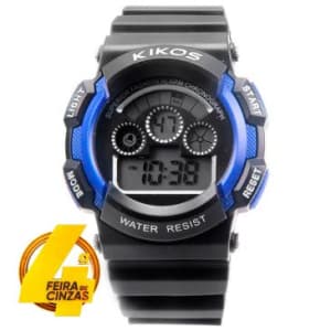 Relógio Masculino Kikos, Digital, Pulseira de Poliuretano, Iluminação de LED, Alarme, Resistente à Água 3 ATM - RK01AZ