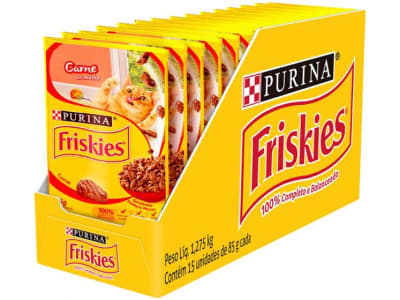 Kit 15 Sachês Friskies Ração Úmida Gatos Adultos 85g