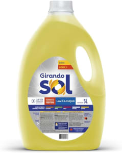 Girando Sol Detergente Lava-Louças Neutro 5L Detergente Líquido Para Lava-Louças Amarelo Contém Tensoativo Biodegradável Neutro Dermatologicamente Testado