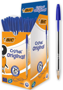 Caneta Esferográfica BIC Cristal Original Dura Mais Azul Ponta Média de 1.0mm 835205 50 unidades