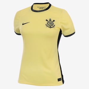 Camisa Corinthians III 23/24 s/n° Torcedor Nike Feminina, Tamanhos P, M e G (Dourado/Preto)