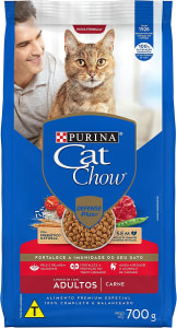  Purina Ração Gatos Adultos CAT CHOW Carne 700g, Todos os Tamanhos 