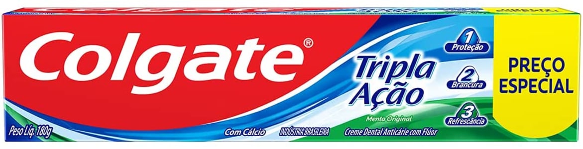 10 Unidades -  Creme Dental Colgate Tripla Ação Menta Original 180G 