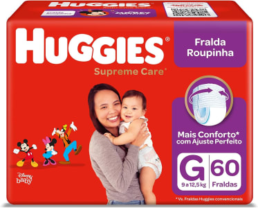 Fralda Roupinha Huggies Supreme Care G 60 fraldas