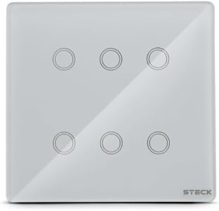 Steck, Interruptor Inteligente 4X4", Touch Wi-Fi Steck Ambiente Conectado, 6 Módulos, Branco