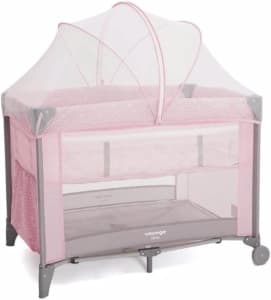 Berço Cercado Portátil p/Bebê Sleep 18kgs Rosa Claro Voyage