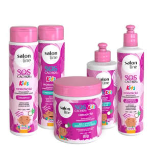 Kit Shampoo + Condicionador + Máscara + Ativador de Cachos + Creme de Pentear SOS Cachos Kids Hidratação - S.O.S Cachos