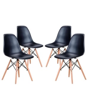 Conjunto 4 Cadeiras Eames Eiffel com pés de madeira - Preto - Travel Max - Móveis de Cozinha - Magazine OfertaespertaLogo LuLogo Magalu