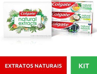 Kit Creme Dental Colgate Naturals Extracts, Citrus e Eucalipto, Coco e Gengibre e Carvão Ativado e Menta, 3 unidades, 40g