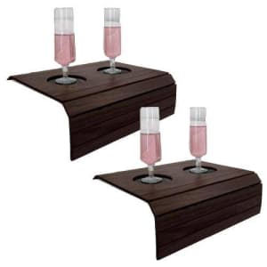 Kit 02 Esteiras Braço Sofá Porta Copo Bandeja Flexível Tabaco - Lymdecor