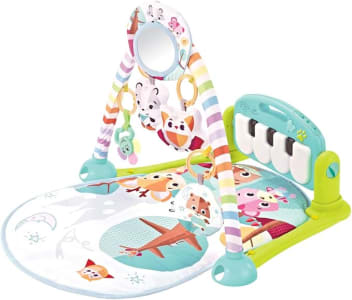 Maxibaby Tapete de Atividades com Piano Musical e Bluetooth Pastime 2.0 com Arco de Brinquedos Interativos, Desenhos e Formas em Cores Vibrantes, Azul